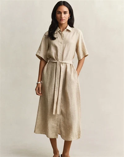 Gant - Linen Skjorte Kjole - Oat Beige